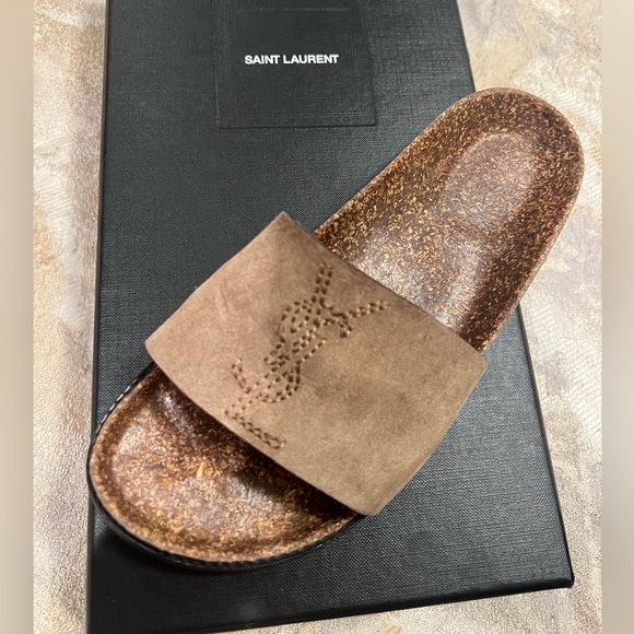 YSL suede embroidered slides - Picture 2 of 4